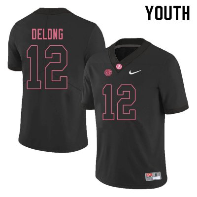 NCAA Youth Alabama Crimson Tide #12 Skyler DeLong Stitched College 2019 Nike Authentic Black Football Jersey DQ17D73ZP